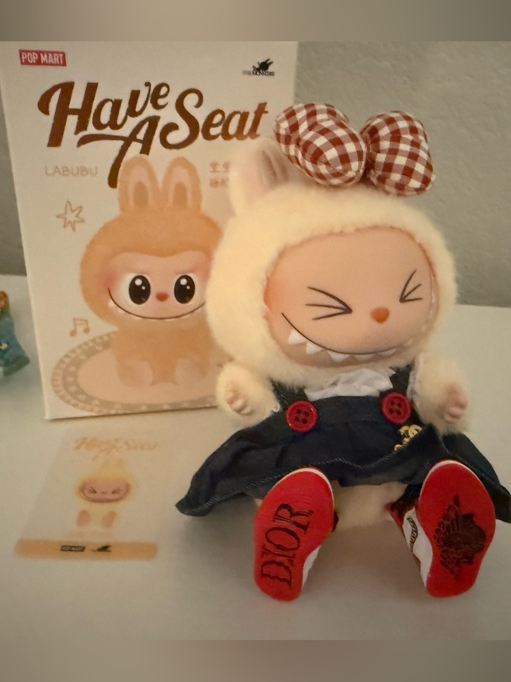 Labubu Have a Seat Pop Mart + Custom Denim Outfit - Picture 1 of 16